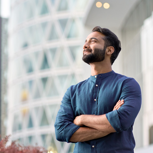 confident rich eastern indian business man